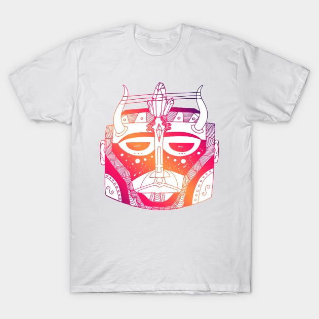 Sunset Sky African Mask No 8 T-Shirt by kenallouis